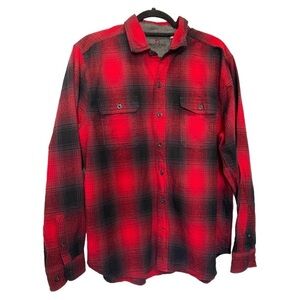 Woolrich Red & Black Lumberjack Plaid‎ Flannel Long Sleeve Button Down Shirt XL